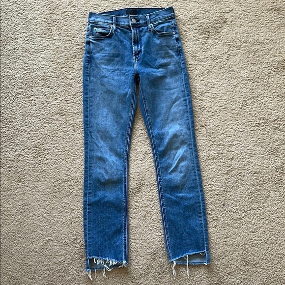 Mother The Mid Rise Dazzler Ankle Step Fray Jean Mix Tape Women’s 25 Preppy Pant - Picture 2 of 16